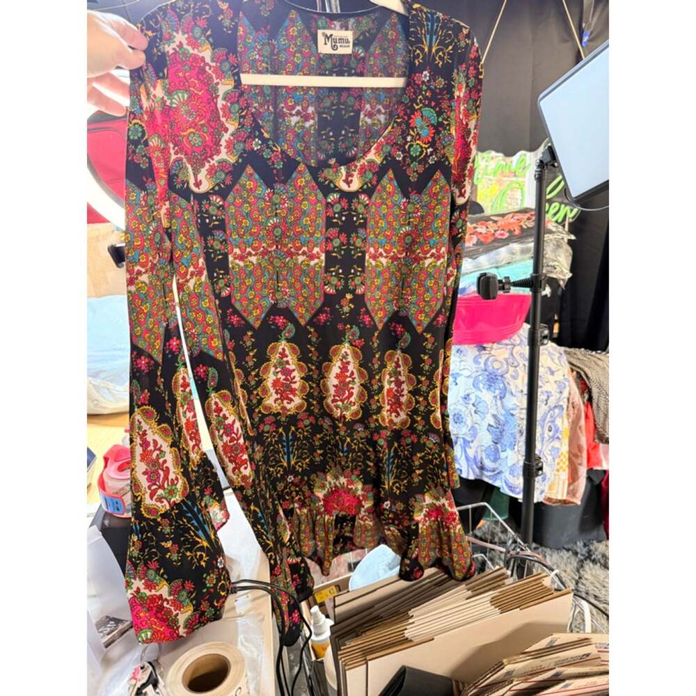 Women's Show Me Your Mumu Blouse Size M Black Multi-color
